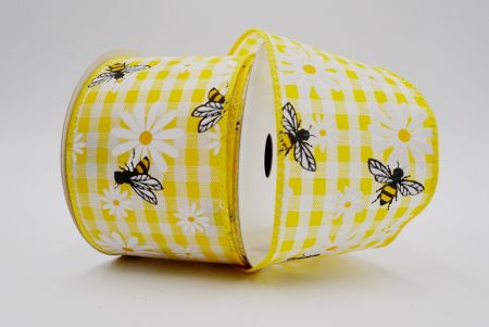 Простая ткань клетчатая лента_желтая весна и лето пчелы